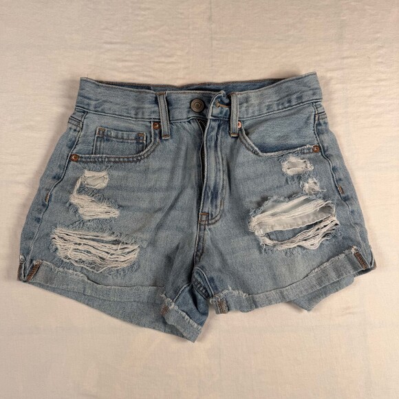Aeropostale Pants - Aeropostale High-Rise Distressed Light Wash Denim Shorts - Size 2